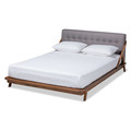 Baxton Studio Sante Mid-Century Grey Upholstered Wood King Size Platform Bed 156-9289